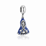 Berloque pingente Nossa Senhora manto azul aço inox