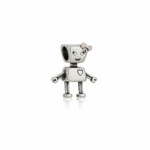 Berloque separador robozinha com laço aço inox