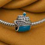 Berloque separador navio azul cravejado aço inox - Imagem 2