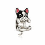 Berloque separador cachorro pug preto aço inox