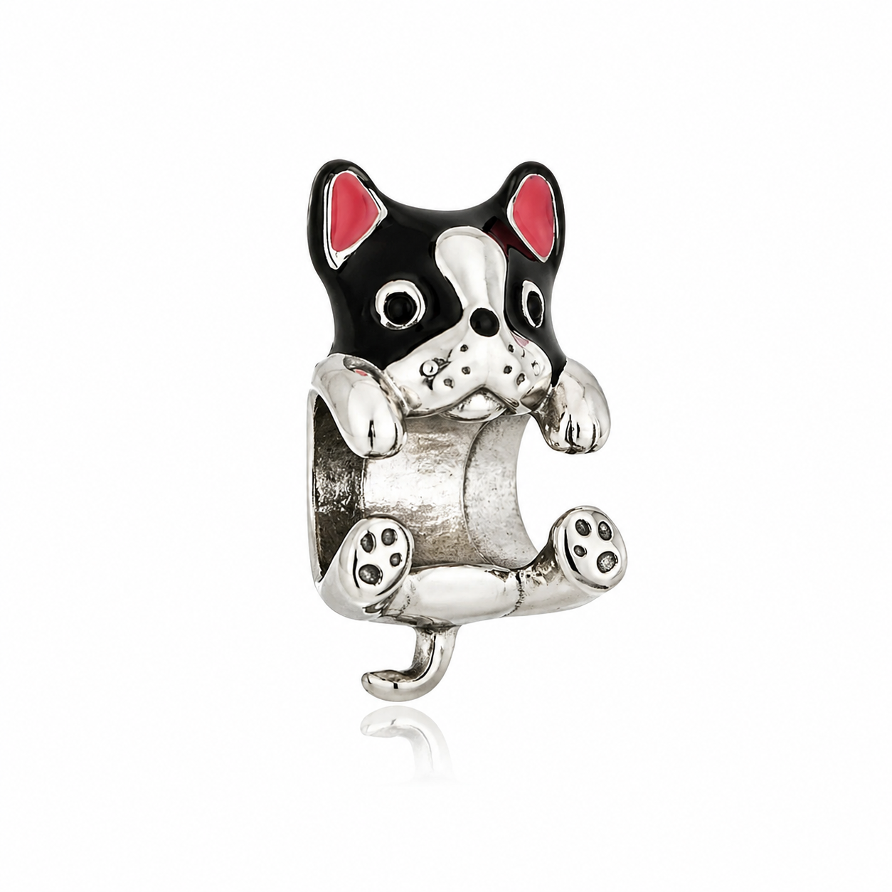 B124-berloque-separador-cachorro-pug-preto-aço-inox (1) Berloque separador cachorro pug preto aço inox - Imagem 1