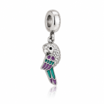 Berloque pingente arara colorida aço inox