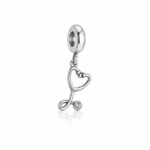 Berloque pingente estetoscópio aço inox