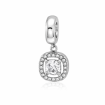 Berloque pingente quadrado cravejado aço inox