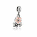 Berloque pingente três flores aço inox