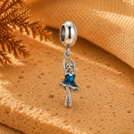 Berloque pingente bailarina vestido azul aço inox - Imagem 2