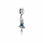 Berloque pingente bailarina vestido azul aço inox
