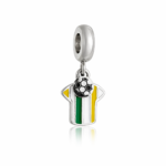Berloque pingente camiseta do Brasil com bola aço inox