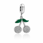 Berloque pingente cereja cravejada aço inox