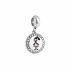 Berloque pingente menina aço inox