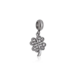 Berloque pingente trevo cravejado aço inox