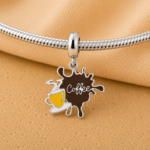 Berloque pingente xícara amarela coffee aço inox - Imagem 2
