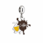 Berloque pingente xícara amarela coffee aço inox