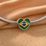 Berloque separador coração bandeira do Brasil aço inox - Imagem 2