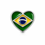 Berloque separador coração bandeira do Brasil aço inox