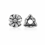 Berloque separador três flores aço inox