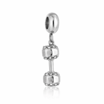 Berloque pingente halter cravejado aço inox