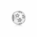 Berloque separador redondo com estrelas zircônias cravejadas aço inox