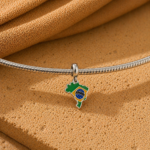 Berloque pingente contorno bandeira do Brasil aço inox - Imagem 2