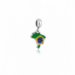 Berloque pingente contorno bandeira do Brasil aço inox