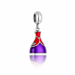 Berloque pingente vestido de princesa vermelho e roxo aço inox