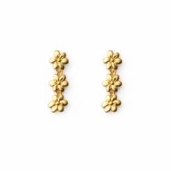 Brinco mini ear cuff flores banhado a ouro 18k
