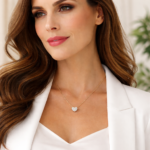 Colar pingente de coração cravejado banhado a ouro 18k - Imagem 2