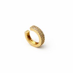 Piercing de pressão argola três fileiras de zircônias banhado a ouro 18k