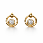 Brinco círculo vazado com zircônia cristal banhado a ouro 18k