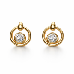 Brinco círculo vazado com zircônia cristal banhado a ouro 18k