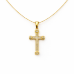 Pingente cruz cravejada banhado a ouro 18k - Imagem 3
