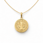 Pingente medalha de são Bento grande banhado a ouro 18k - Imagem 3