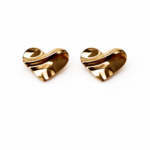 Brinco coração orgânico banhado a ouro 18k