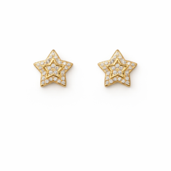 Brinco estrela com micro zircônias banhado a ouro 18k