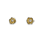 Brinco de flor com zircônia no centro banhado a ouro 18k