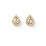 Brinco zircônia gota cristal cravejada em volta banhado a ouro 18k