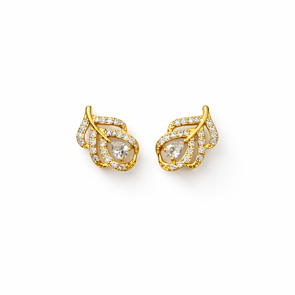o86-brinco-ramo-cravejado-cristal-banhado-ouro-18k Brinco ramo cravejado cristal banhado a ouro 18k - Imagem 1