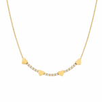 Colar corações cheios com pedras zircônias cristal banhado a ouro 18k