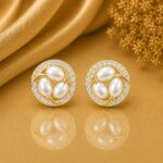 Brinco 3 pérolas com cravejação banhado a ouro 18k - Imagem 3