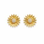 Brinco margarida miolo cravejado banhado a ouro 18k