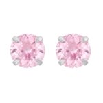 Brinco prata 925 zircônia rosa claro 12 mm