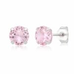 Brinco prata 925 zircônia rosa claro 12 mm