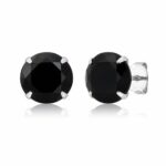 Brinco prata 925 zircônia preta 12 mm