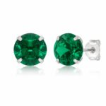 Brinco prata 925 zircônia verde esmeralda 10 mm