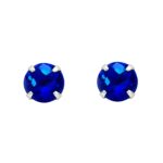 Brinco prata 925 zircônia azul royal 10 mm