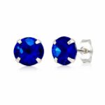 Brinco prata 925 zircônia azul royal 10 mm