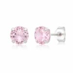 Brinco prata 925 zircônia rosa claro 10 mm