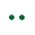 Brinco prata 925 zircônia verde esmeralda 7 mm