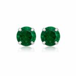 Brinco prata 925 zircônia verde esmeralda 7 mm - Imagem 3