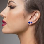 Brinco prata 925 zircônia azul royal 7 mm - Imagem 2